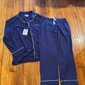 Women's Navy Pajama Set with White Dots